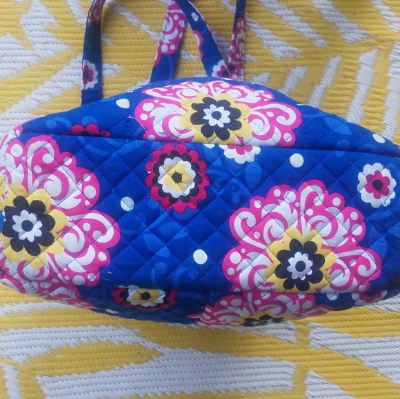 Stephanie Dawn Floral Medallions Tote Purse HoBo bag Blue Pink Yellow Quilted - Picture 3 of 6